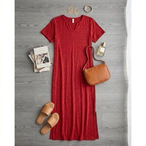 Liz Claiborne Lizwear Red V-Neck Maxi Dress